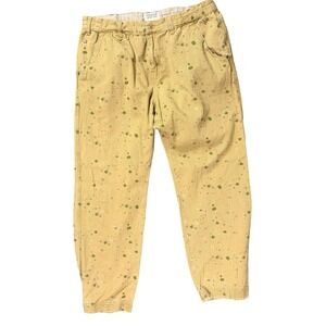 Parish Nation Mens Tan Paint Splatter Denim Pants Tapered Streetwear Size 36x31